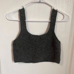 Everlane Women's Gray Cropped Cozy Stretch Tank Top Size Medium